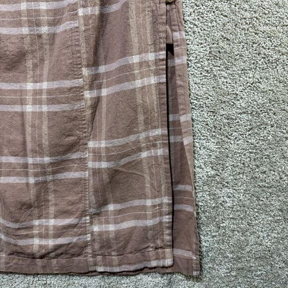 Free People Life Like This Midi Dress Womens XS Natural Plaid Strapless Tie Back - Picture 8 of 16